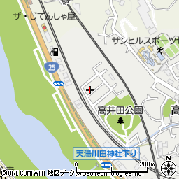高井田テラスハウス周辺の地図