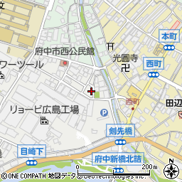 広島県府中市目崎町721周辺の地図