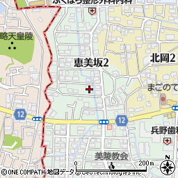 大阪府藤井寺市恵美坂2丁目周辺の地図