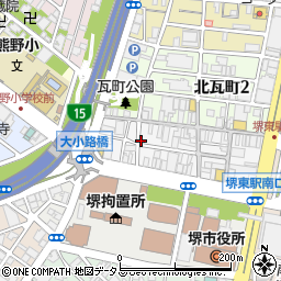 大阪府堺市堺区中瓦町1丁周辺の地図