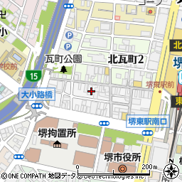 大阪府堺市堺区中瓦町1丁3周辺の地図