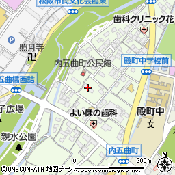 三重県松阪市内五曲町周辺の地図