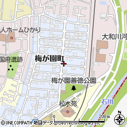 大阪府藤井寺市梅が園町周辺の地図