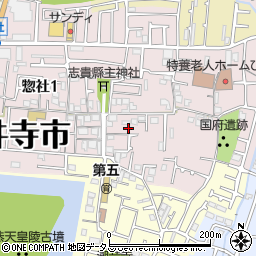 ＊藤井寺市惣社:植田モータープール周辺の地図