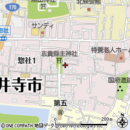 大阪府藤井寺市惣社周辺の地図