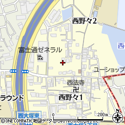 大阪府松原市西野々2丁目周辺の地図