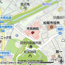 松阪市立殿町中学校市民病院分校周辺の地図