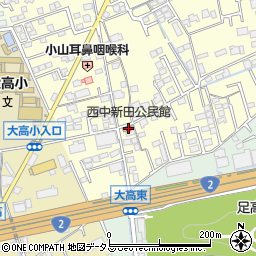 西中新田公民館周辺の地図