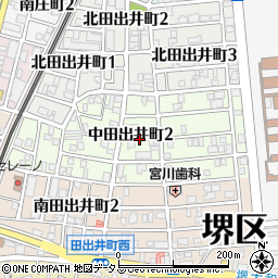 大阪府堺市堺区中田出井町周辺の地図