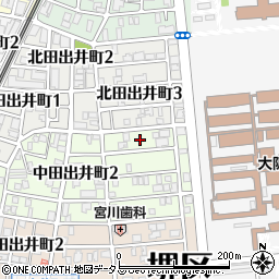 大阪府堺市堺区中田出井町3丁4周辺の地図