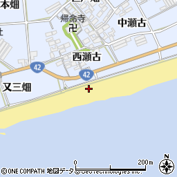 愛知県田原市日出町浜周辺の地図
