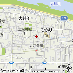 大阪府藤井寺市大井周辺の地図