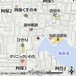 大阪府松原市阿保周辺の地図