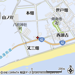 愛知県田原市日出町本畑周辺の地図