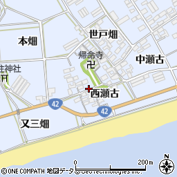愛知県田原市日出町西瀬古周辺の地図