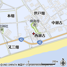 愛知県田原市日出町（西瀬古）周辺の地図