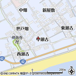 愛知県田原市日出町中瀬古周辺の地図