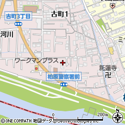 大阪府柏原市古町周辺の地図