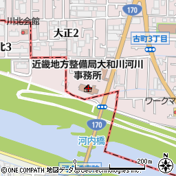 近畿地方整備局大和川河川事務所周辺の地図