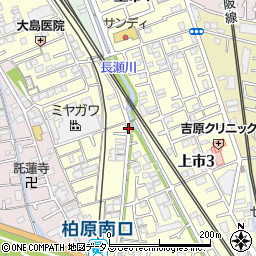 大阪府柏原市上市周辺の地図
