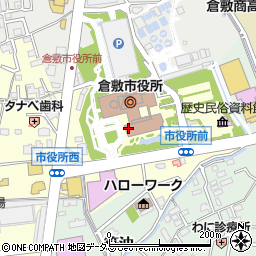 倉敷市役所内郵便局周辺の地図