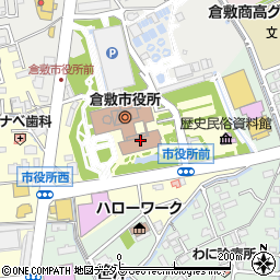 倉敷市役所水道局　水道料金・本庁窓口周辺の地図