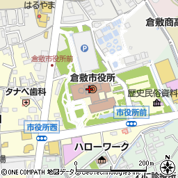 倉敷市役所　市民ホール周辺の地図