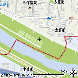 大和川河川敷公園トイレ周辺の地図