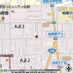 大阪府柏原市大正周辺の地図