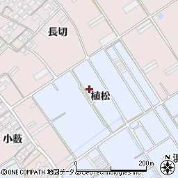 愛知県田原市日出町植松周辺の地図