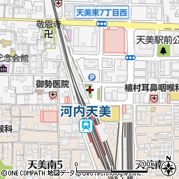 河内天美駅前周辺の地図