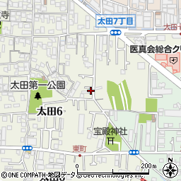 大阪府八尾市太田6丁目158周辺の地図