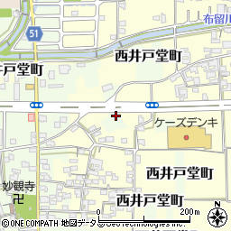 奈良県天理市西井戸堂町周辺の地図