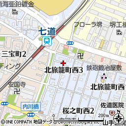 大阪府堺市堺区北旅籠町西3丁周辺の地図