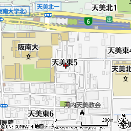 大阪府松原市天美東5丁目周辺の地図