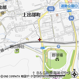 岡山県井原市上出部町周辺の地図