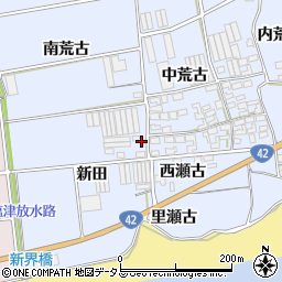 愛知県田原市小塩津町（上新田）周辺の地図