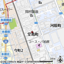 大阪府柏原市堂島町周辺の地図