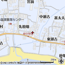 愛知県田原市小塩津町（先祖畑）周辺の地図