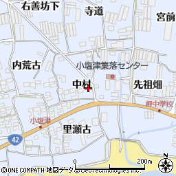 愛知県田原市小塩津町中村周辺の地図