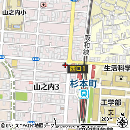 大阪信用金庫杉本町支店周辺の地図
