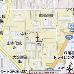 大阪府八尾市弓削町南周辺の地図
