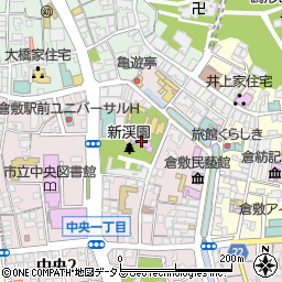 倉敷市新渓園周辺の地図
