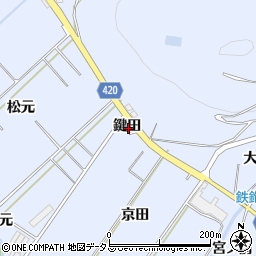 愛知県田原市和地町（鍵田）周辺の地図