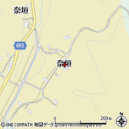 三重県名張市奈垣周辺の地図