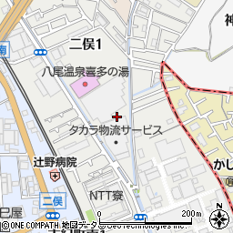 大阪府八尾市二俣周辺の地図