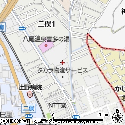 大阪府八尾市二俣周辺の地図
