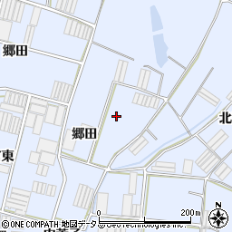 愛知県田原市和地町郷田周辺の地図