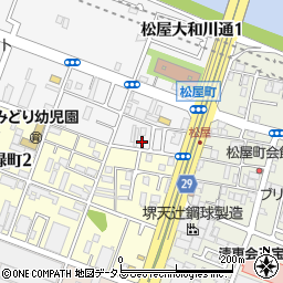 パークンパーク松屋大和川通駐車場周辺の地図