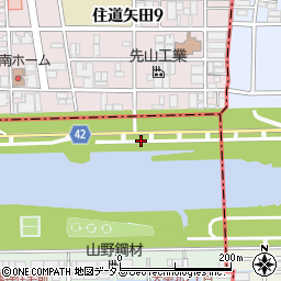 府道住吉八尾線周辺の地図